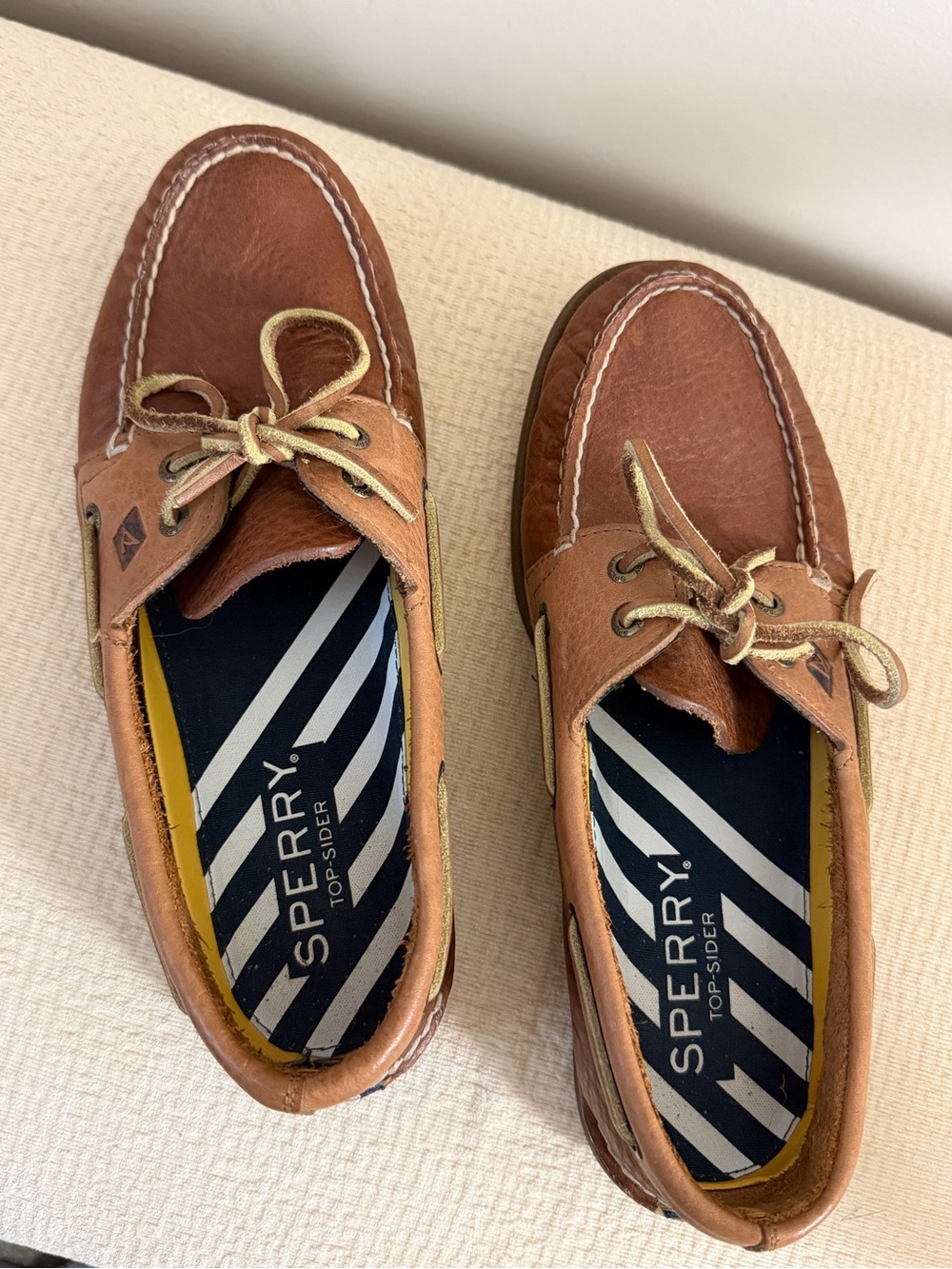 Sperry Tan/Brown Leather Men’s Boat Shoes - Classic Deck Moc